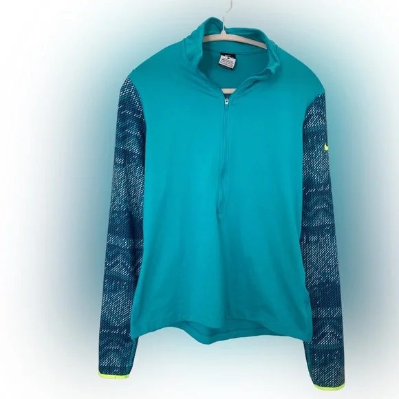 Nike Pro Dri-Fit Half-Zip Pullover Running Jacket – Aqua Blue, Size Large